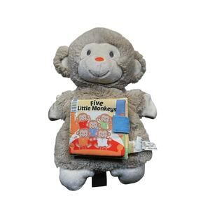 Demdaco Monkey Plush Hand Puppet Detatchable Five Little Monkeys Soft Book 10"